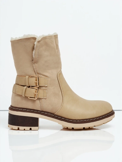 Botki damskie eko skórzane z kożuszkiem Kavira