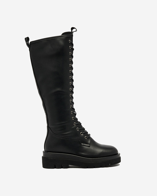 Royalfashion Чорні жіночі черевики на шнурівці Decovbo