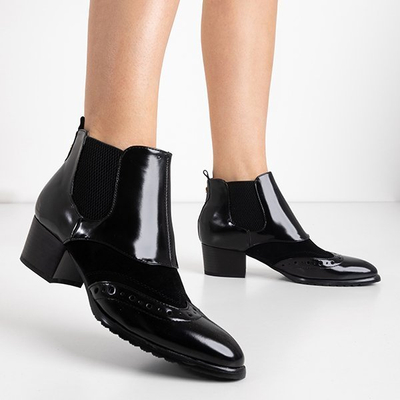 Retro schwarz lackierte Farinola Stiefel - Schuhe
