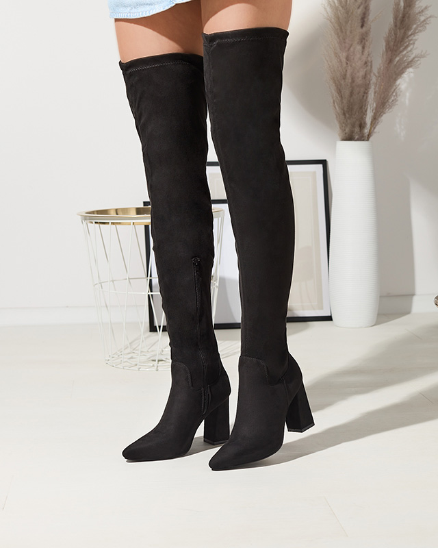 Schwarzer Damen-Stiletto-Stiefel aus Öko-Wildleder Nerreg- Footwear