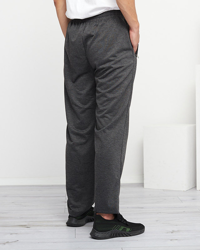 Темно-сірі чоловічі прямі спортивні штани з кишенями - Одяг