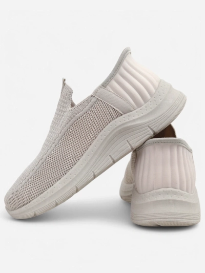 Aurelia Comfort Beige Slip-On Damen Stoffschuhe mit flachem Absatz