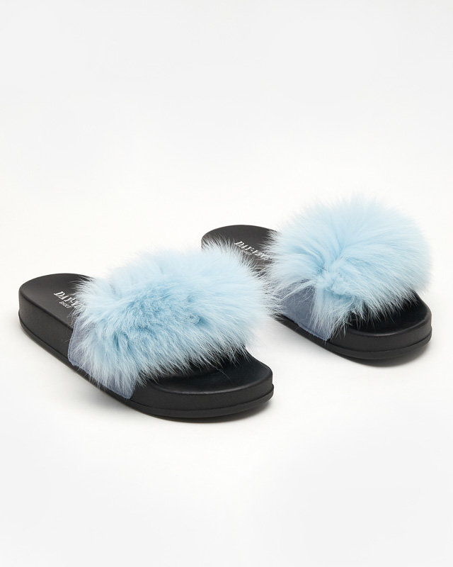 Hausschuhe mit Fell in blau Nate - Schuhe