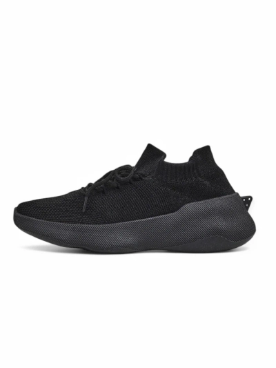 Damen Sneakers Aura Nero Schwarz Stoff Flache Sohle 4.5cm