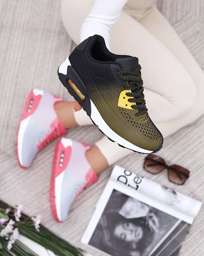 Schwarze Damen Sportschuhe mit gelben Einsätzen Letera - Footwear