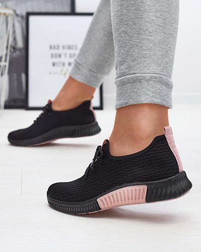 Schwarze Damen-Sportschuhe mit rosa Einsätzen Keteti - Schuhe