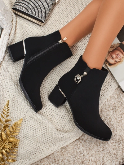 Damen Stiefeletten Öko-Leder mit Blockabsatz Norevaya