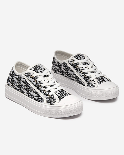 Weiße Damen-Sneaker mit grünem Aufdruck - Schuhe