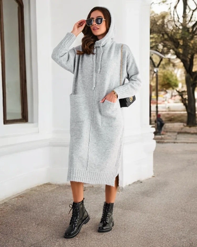 Royalfashion Damen langes Strickkleid