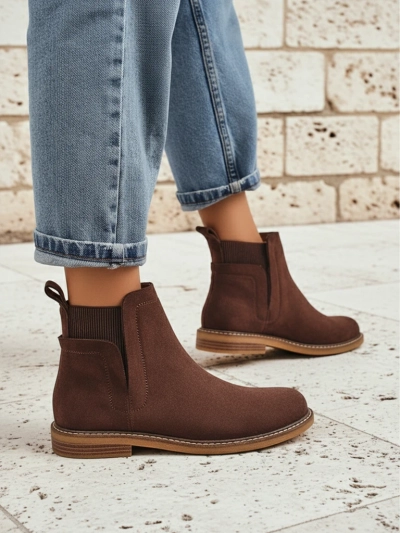 Damen Stiefeletten im Chelsea-Stil aus Öko-Wildleder Veysi