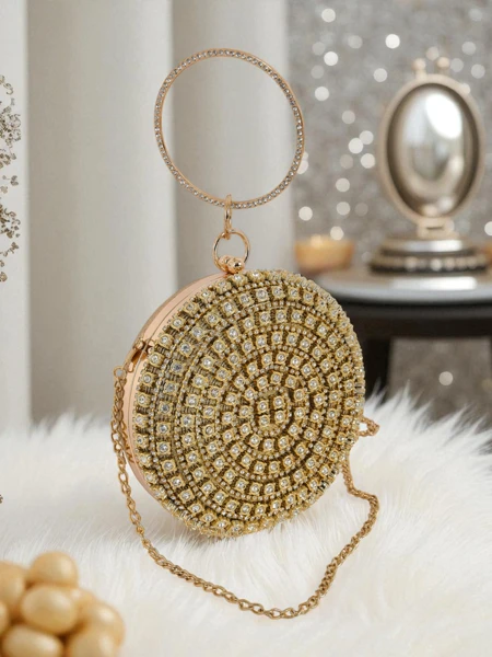 Royalfashion Damen Clutch Handtasche mit Zirkonia Elira Noir