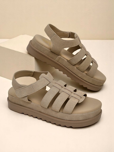 Damen Sandalen Royalfashion Helena Classico Plateau hellbraun