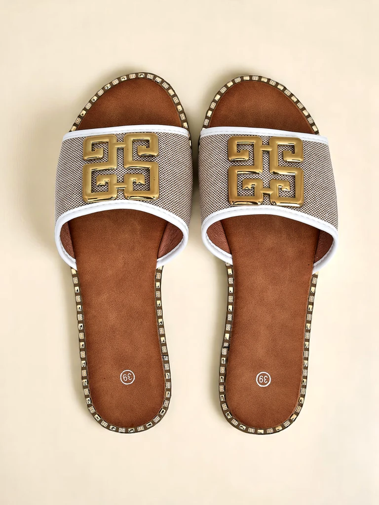 Royalfashion Damen-Pantoletten mit flacher Sohle Rorole