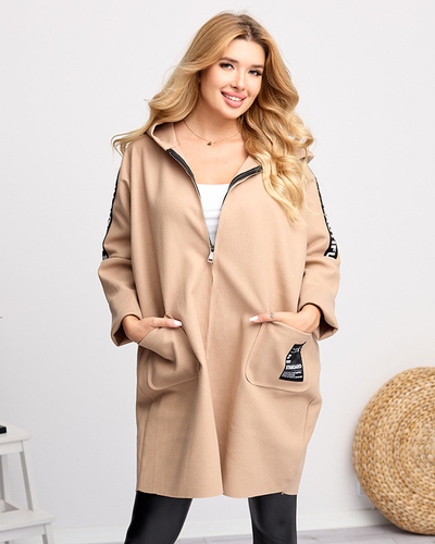 Beige Manteljacke für Damen mit Aufschriften - Kleidung