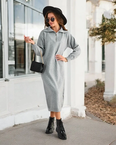 Royalfashion Damen langes Pulloverkleid