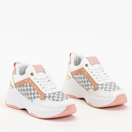 Білі жіночі кросівки з рожевими вставками Weniso