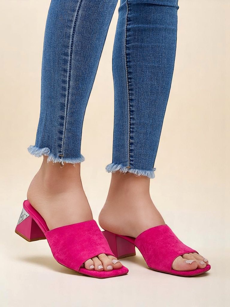 Royalfashion Damen-Slides mit dekorativen Absätzen Vollatie