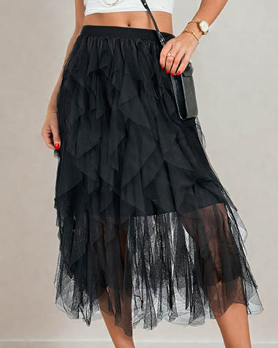 Royalfashion Жіноча двошарова спідниця міді