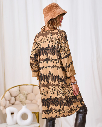 Royalfashion Gemustertes hellbraunes Damenkleid