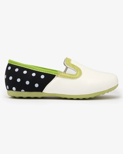 Weiße Halbschuhe für Mädchen aus Ökoleder mit Erbsenprint Rellme- Footwear