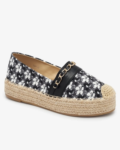 Schwarze Espadrilles mit Blumenmuster Azzaxi- Footwear