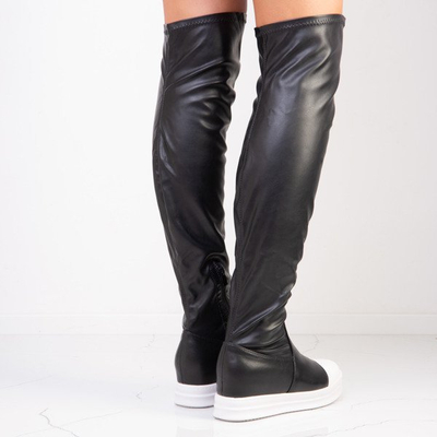 Schwarz-weiße Disco-Plateaustiefel - Schuhe