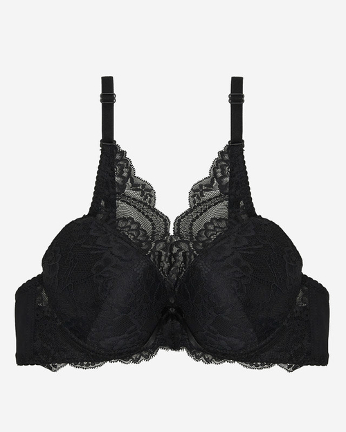 Чорний жіночий бюстгальтер пуш-ап з мереживом