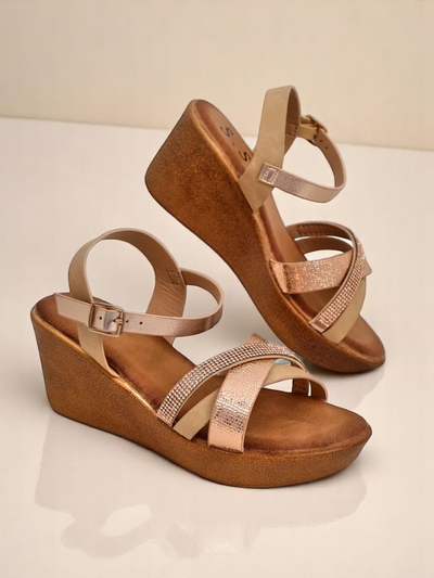 Royalfashion Damen Wedgesandalen mit Strasssteinen und Glitzer Glittera