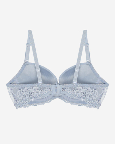 Einfarbiger, blauer Damen-BH mit Spitze - Unterwäsche