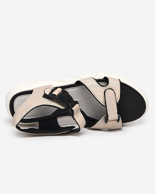 Блискучі дитячі босоніжки бежевого кольору Leepe - Взуття