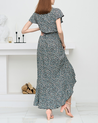 Schwarzes Blumen-Rüschenkleid für Damen - Kleidung