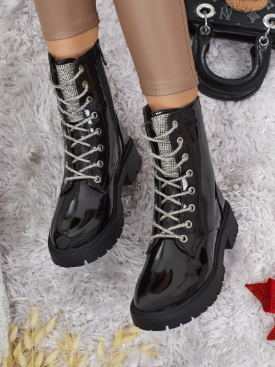 Lackierte Damen Schnürstiefeletten Fjorra