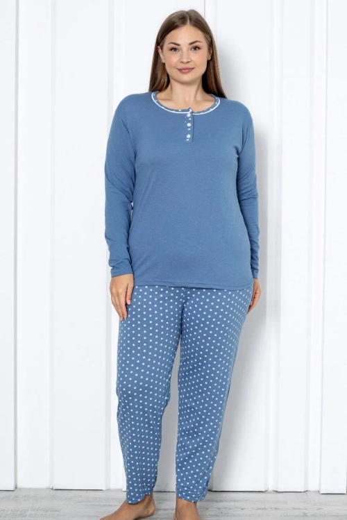 Royalfashion Жіночі бавовняні піжами з двох частин у горошок РОЗМІР ПЛЮС