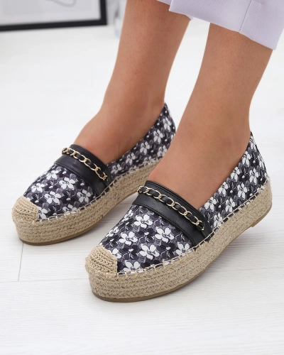 Schwarze Espadrilles mit Blumenmuster Azzaxi- Footwear