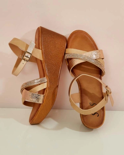 Royalfashion Damen Sandalen mit Zirkonen Bozi