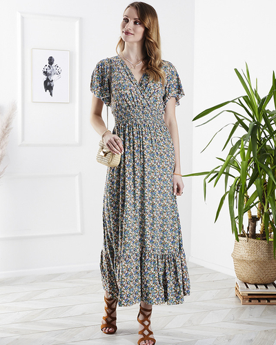 Grünes Midikleid mit Blumenmuster - Kleidung