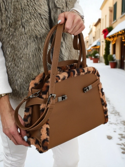 Kleine Damenhandtasche aus Öko-Leder mit Leopardenmuster Panthory