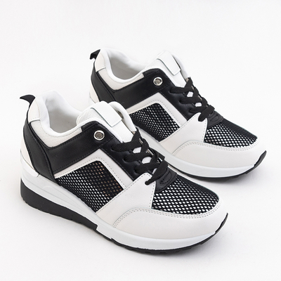 Weiß-schwarze Damenschuhe mit verstecktem Keilabsatz Nephele - Schuhe