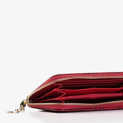 Große burgunderfarbene Damenbrieftasche a'la Schlangenhaut - Brieftasche
