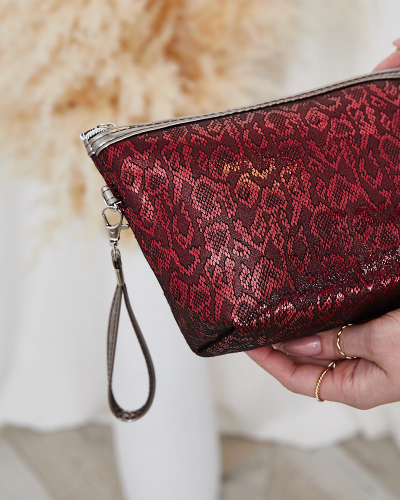 Royalfashion Maroon glänzende Damen-Kosmetiktasche mit Druck