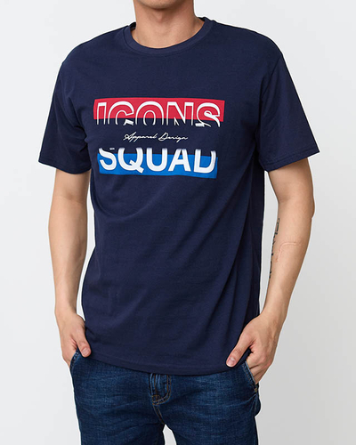 Marineblaues Herren-T-Shirt mit Aufdruck - Kleidung