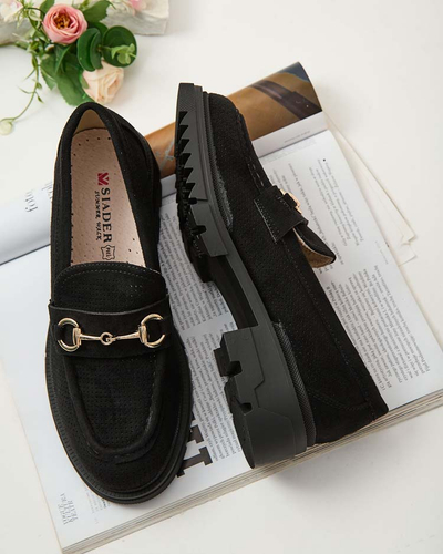 Royalfashion Damen durchbrochene Mokassins mit Kette Imerila