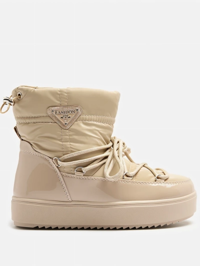 Royalfashion Damen-Schlupfstiefel a'la Schneestiefel in Hellbraun Vevnose