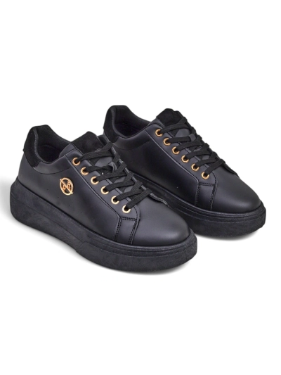 Damen Erato Nero Plateau-Sneakers aus Öko-Leder 5cm