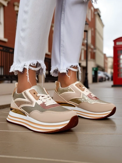 Royalfashion Damen Sneakers mit Glitzer Borovis