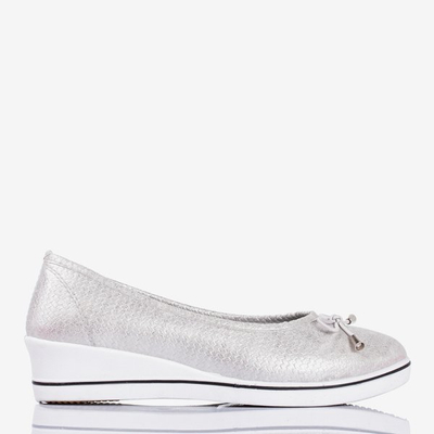 Silberne Ballerina auf einem Keil Moriah - Schuhe 1