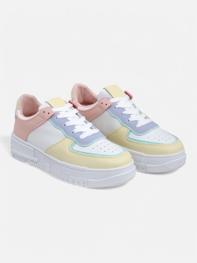 Damen-Sneakers Elektra Pastello - mehrfarbiges Öko-Leder Frühling