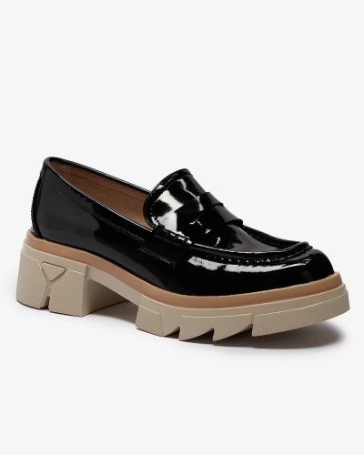 Schwarze Damen Mokassins aus Öko-Lackleder Sepop- Footwear