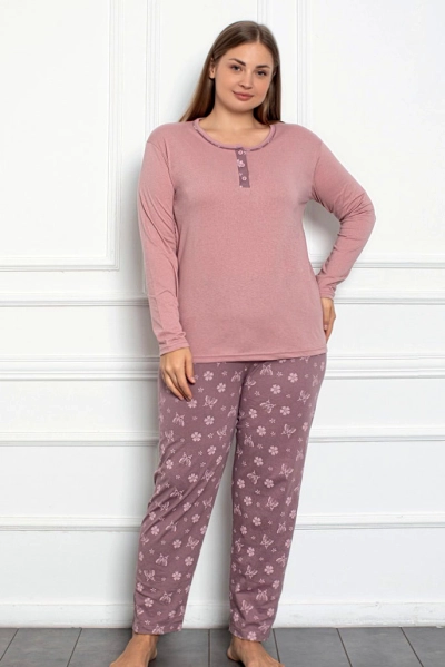 Royalfashion Damen Baumwolle 2-teilig Schmetterlingsdruck Pyjama PLUS SIZE