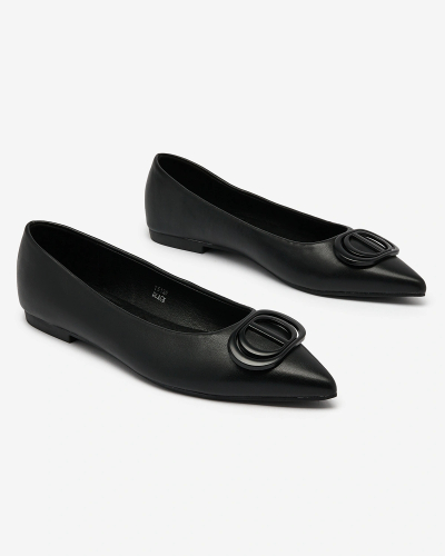 Royalfashion Schwarze Damen-Ballerinas mit spitzer Spitze und Verzierung auf der Nase Manixy